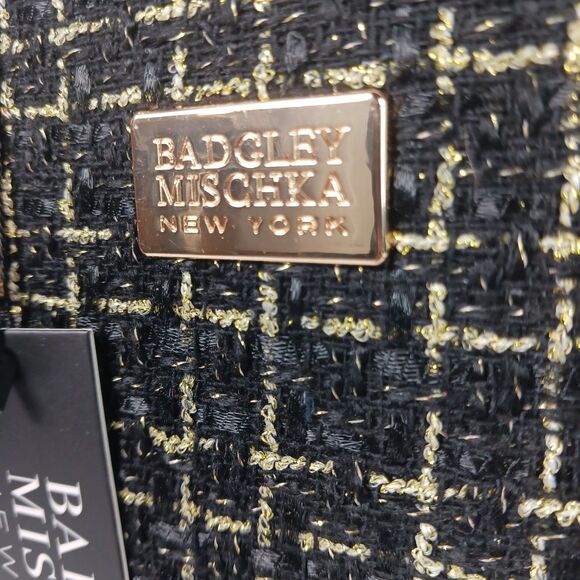 Badgley Mischka The Tara Tweed Satchel Square Handbag New - Picture 9 of 13